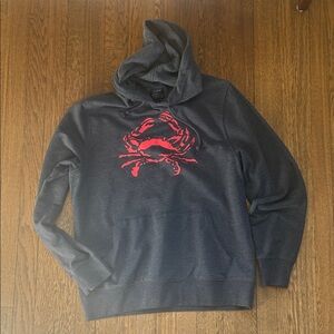 J. Crew Dark Gray Hoodie with Red Crab Design